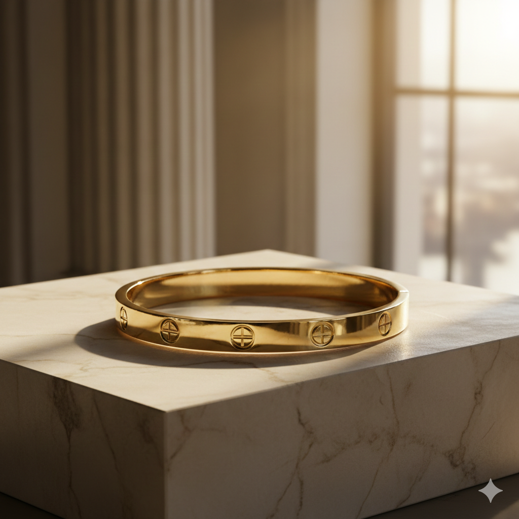 Classic Gold-Plated Bracelet with Elegant Titanium Design